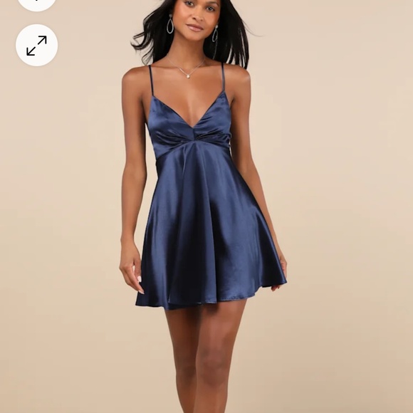 Lulus Dresses & Skirts - Navy Blue Satin Skater Mini Dress